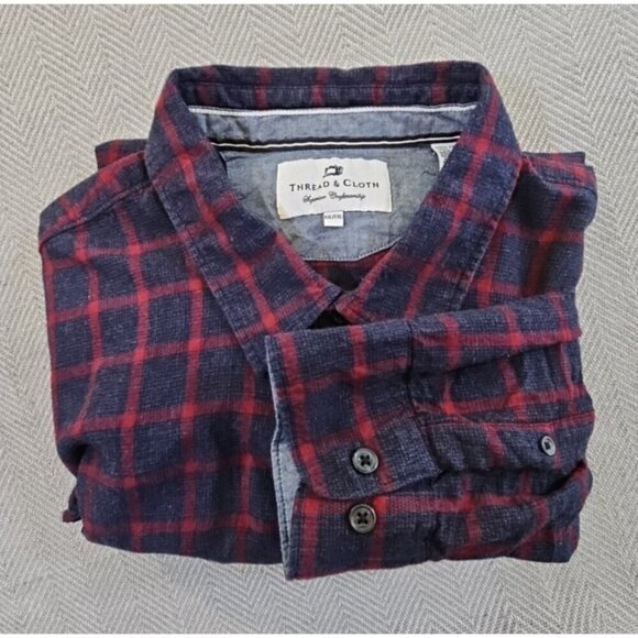 Thread & Cloth Flannel Shirt Women's XXL Navy & Red Long Sleeve Button Down EUC - Picture 13 of 13